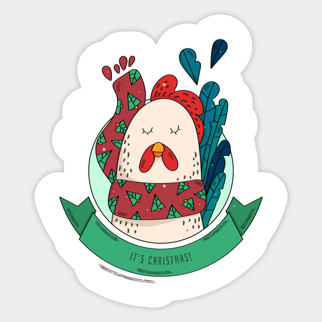 Its Christmas Chicken Sticker by Evlar